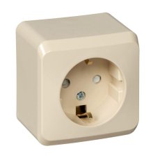 Systeme electric PA16-004K ЭТЮД О/У РОЗЕТКА с заземлением со шторками 16А 250B, КРЕМОВЫЙ, Россия