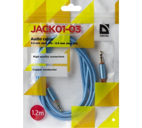 Кабель AUDIO 3.5MM 1.2M BLUE JACK M- JACK M 87512 DEFENDER Кабель AUDIO 3.5MM 1.2M BLUE JACK M- JACK M 87512 DEFENDER