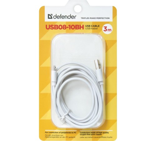 Кабель USB2.0 TO MICRO-USB 3M USB08-10BH 87468 DEFENDER Кабель USB2.0 TO MICRO-USB 3M USB08-10BH 87468 DEFENDER