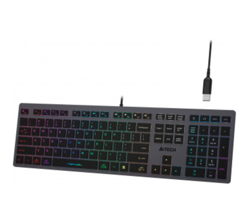 Клавиатура A4Tech Fstyler FX60H серый USB slim LED (FX60H GREY/NEON) [FX60H GREY/NEON]