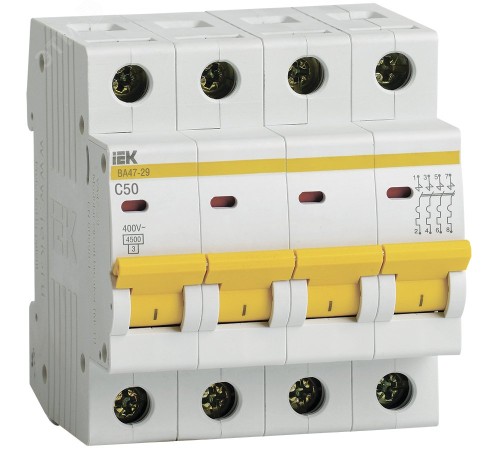 Iek MVA20-4-050-C Авт. выкл.ВА47-29 4Р 50А 4,5кА х-ка С ИЭК Iek MVA20-4-050-C Авт. выкл.ВА47-29 4Р 50А 4,5кА х-ка С ИЭК