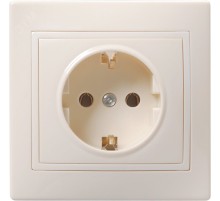 Iek ERK14-K33-16-DM РС10-3-ККм Розетка 1местн. c з/к без защ.штор. 16А КВАРТА (кремовый)