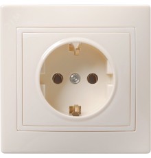 Iek ERK14-K33-16-DM РС10-3-ККм Розетка 1местн. c з/к без защ.штор. 16А КВАРТА (кремовый)