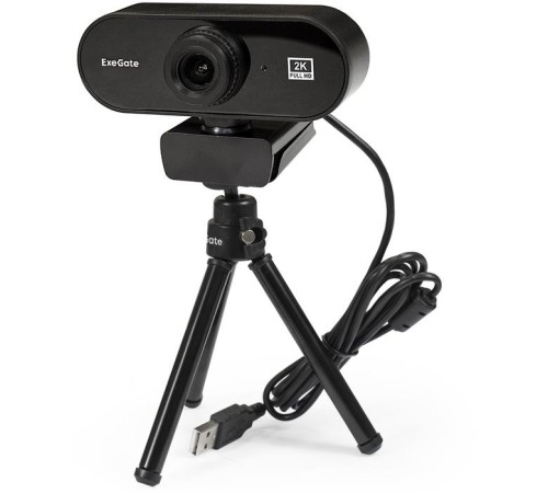 Exegate EX287380RUS Веб-камера ExeGate Stream C940 2K T-Tripod (матрица 1/3" 5Мп, 2560x1440, 30fps, 4-линзовый объектив, ручной фокус, USB, микрофон с шумоподавлением,поворотное крепление