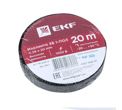 EKF plc-hb-pol1-6 Изолента ХБ 1-ПОЛ 20мм/20м (250г)