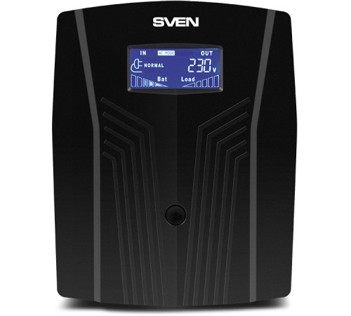 ИБП SVEN Pro 1500 (LCD, USB), линейно-интерактивный, автоматический стабилизатор напряжения, 1500Вт, 900Ва, 3 евророзетки, USB, RJ-45, черный, габариты 140?350?175мм, 10кг. (SV-013875)