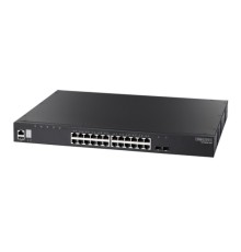 ECS4620-28T Edge-corE 24 x GE + 2 x 10G SFP+ ports + 1 x expansion slot (for dual 10G SFP+ ports) L3 Stackable Switch, w/ 1 x RJ45 console port, 1 x USB type A storage port, RPU connector, fan-less design, Stack up to 4 units