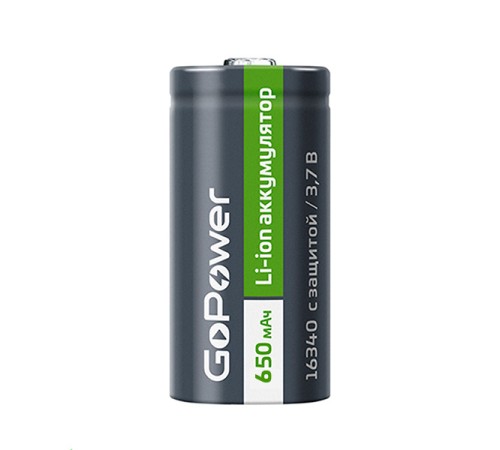 Аккумулятор Li-ion GoPower 16340 PK1 3V 650mAh с защитой (1/8/400) GoPower 00-00019619 Аккумулятор Li-ion GoPower 16340 PK1 3V 650mAh с защитой (1/8/400) GoPower 00-00019619