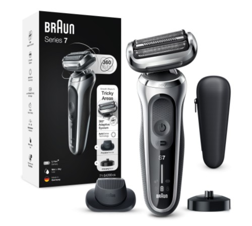 Бритва сетчатая Braun Series 7 71-S4200cs реж.эл.:3 питан.:аккум. черный/серебристый Бритва сетчатая Braun Series 7 71-S4200cs реж.эл.:3 питан.:аккум. черный/серебристый