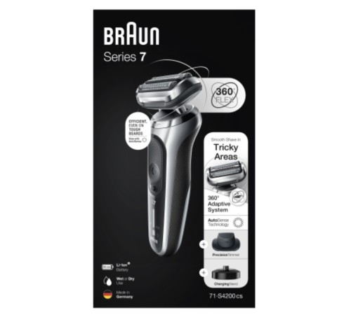 Бритва сетчатая Braun Series 7 71-S4200cs реж.эл.:3 питан.:аккум. черный/серебристый Бритва сетчатая Braun Series 7 71-S4200cs реж.эл.:3 питан.:аккум. черный/серебристый