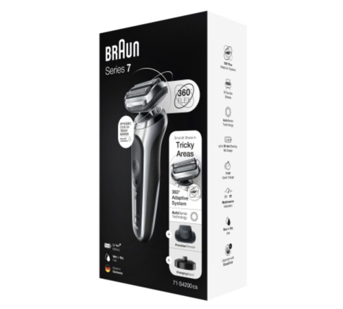 Бритва сетчатая Braun Series 7 71-S4200cs реж.эл.:3 питан.:аккум. черный/серебристый Бритва сетчатая Braun Series 7 71-S4200cs реж.эл.:3 питан.:аккум. черный/серебристый