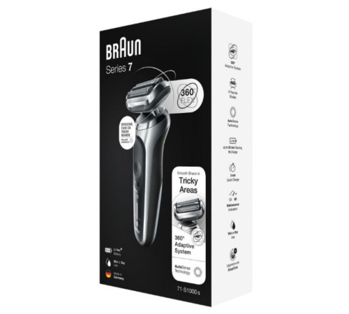 Бритва сетчатая Braun Series 7 71-S1000s реж.эл.:3 питан.:аккум. черный/серебристый