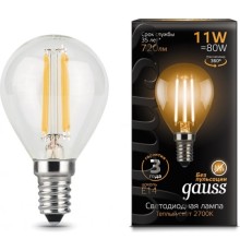 Лампа светодиодная Gauss Filament 11Вт цок.:E14 шар 220B 2700K св.свеч.бел.теп. (упак.:10шт) (105801111)
