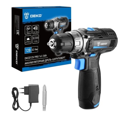 Аккумуляторная дрель-шуруповерт DEKO DKCD12V PRO [083-1003] { 12В, 1x1.5Ач }