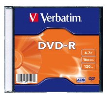 Диск DVD-R Verbatim 4.7Gb 16x Slim case (20шт) (43547)