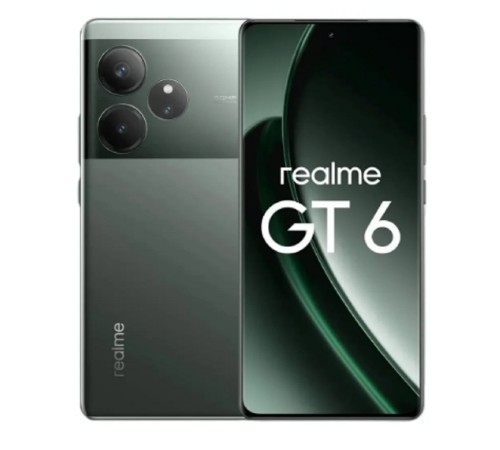 Смартфон Realme RMX3851 GT6 512Gb 16Gb зеленый моноблок 3G 4G 2Sim 6.78" 2400x1080 Android 14 50Mpix 802.11 a/b/g/n/ac/ax NFC GPS GSM900/1800 GSM1900 TouchSc Protect