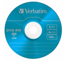 Диск DVD-RW Verbatim 4.7Gb 4x Slim case (5шт) Color (43563)