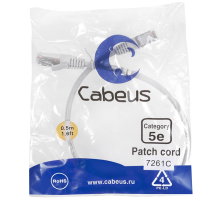 Патч-корд f/utp Cabeus PC-FTP-RJ45-Cat.5e-0.5m Патч-корд F/UTP, категория 5е, 2xRJ45/8p8c, экранированный, серый, PVC, 0.5м (PC-FTP-RJ45-Cat.5e-0.5m)