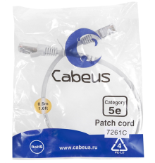 Патч-корд f/utp Cabeus PC-FTP-RJ45-Cat.5e-0.5m Патч-корд F/UTP, категория 5е, 2xRJ45/8p8c, экранированный, серый, PVC, 0.5м (PC-FTP-RJ45-Cat.5e-0.5m)