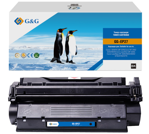Тонер-картридж G&G toner-cartridge for Canon i-SENSYS LBP-3210;Canon MF-3110/3220/5600;Canon LaserShot LBP-3200;Canon LaserBase MF-3240/5630/5650/5730/5750/5770 without chip 2500 pages гарантия 36 мес. (GG-EP27) Тонер-картридж G&G toner-cartridge for Canon i-SENSYS LBP-3210;Canon MF-3110/3220/5600;Canon LaserShot LBP-3200;Canon LaserBase MF-3240/5630/5650/5730/5750/5770 without chip 2500 pages гарантия 36 мес. (GG-EP27)