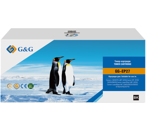 Тонер-картридж G&G toner-cartridge for Canon i-SENSYS LBP-3210;Canon MF-3110/3220/5600;Canon LaserShot LBP-3200;Canon LaserBase MF-3240/5630/5650/5730/5750/5770 without chip 2500 pages гарантия 36 мес. (GG-EP27) Тонер-картридж G&G toner-cartridge for Canon i-SENSYS LBP-3210;Canon MF-3110/3220/5600;Canon LaserShot LBP-3200;Canon LaserBase MF-3240/5630/5650/5730/5750/5770 without chip 2500 pages гарантия 36 мес. (GG-EP27)