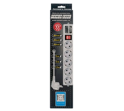 Сетевой фильтр Powercube SPG-B-6-WHITE 1.9м (5 розеток) белый (коробка)
