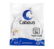 Патч-корд Cabeus PC-UTP-RJ45-Cat.5e-1m-WH-LSZH Патч-корд U/UTP, категория 5е, 2xRJ45/8p8c, неэкранированный, белый, LSZH, 1м (PC-UTP-RJ45-Cat.5e-1m-WH-LSZH)