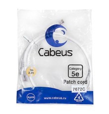 Cabeus PC-UTP-RJ45-Cat.5e-1m-WH Патч-корд U/UTP, категория 5е, 2xRJ45/8p8c, неэкранированный, белый, PVC, 1м