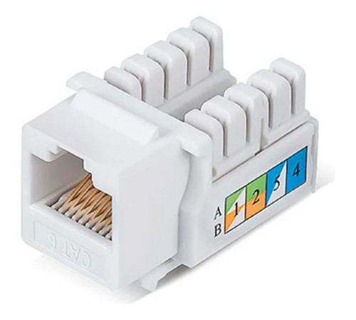 Rexant (02-0254) Модуль Keystone Jack RJ-45(8P8C), UTP неэкранированный, CAT 6, тип 90 градусов, белый PRO