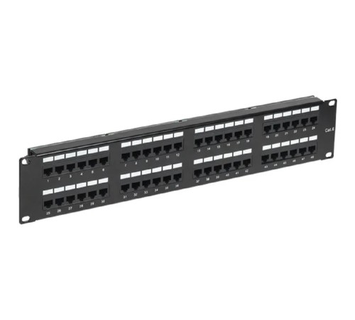 Rexant (02-0232) Патч-панель 19", 2U, 48 портов, RJ45, CAT 6, UTP, с органайзерами, черная PRO