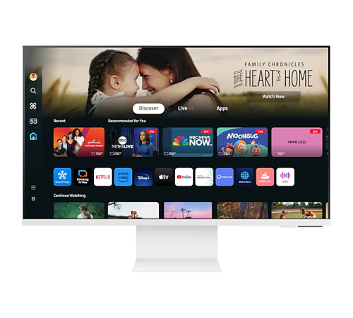 Монитор Samsung 32" Smart monitor M8 S32DM801UI VA 16:9 3840x2160x60Hz 4ms 400cd 3000:1 178/178 1млрд HDMI USB-C(65W) 2*USB 2.0 Spk10W Tizen HDR10+ sRGB 99% Tilt HAS Pivot Cam WiFi5 BT5.2 VESA White ПультДУ (LS32DM801UIXCI)