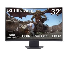 МОНИТОР 32" LG 32GS60QC-B Dark-Grey (VA, изогнутый, 2560x1440, 180Hz, 1 ms, 178°/178°, 300 cd/m, 3000:1, +2хHDMI 2.0,DP)