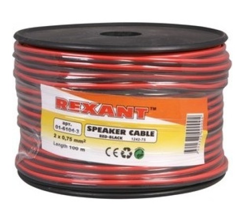 Rexant 01-6104-3 Кабель акустический, 2х0.75 мм2, красно-черный, 100 м. Rexant 01-6104-3 Кабель акустический, 2х0.75 мм2, красно-черный, 100 м.