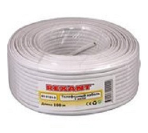 REXANT (01-5101) Кабель телефонный  4 жилы  100м белый  (ШТЛП-4)