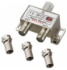 REXANT 05-6101 ДЕЛИТЕЛЬ ТВ х 2 + 3шт. F "BOX" 5-1000 МГц "Silver"