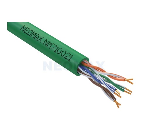 Кабель NEOMAX [NM710021] U/UTP cat.5e 4x2x0.52, 24 AWG, Медь, внутренний, PVCLS нг(А)-LSLTx, 305м, зеленый