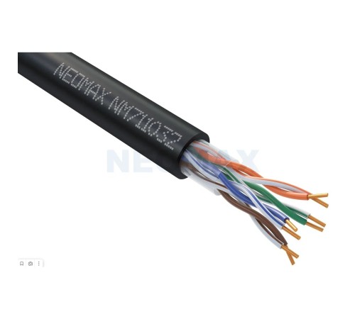 Кабель NEOMAX [NM711032] U/UTP cat.5e 4x2x0.46, 25 AWG, Медь, внешний, PE, 305м, черный
