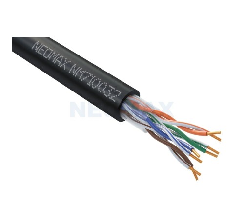 Кабель NEOMAX [NM710032] U/UTP cat.5e 4x2x0.52, 24 AWG, Медь, внешний, PE, 305м, черный
