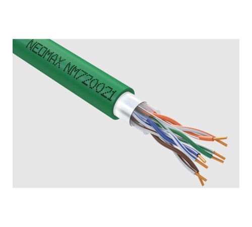 Кабель NEOMAX [NM720021] F/UTP cat.5e 4x2x0.52, 24 AWG, Медь, внутренний, PVCLS нг(А)-LSLTx, 305м, зеленый