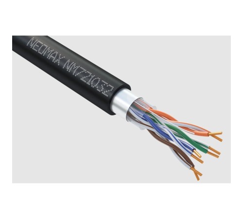 Кабель NEOMAX [NM721032-P] F/UTP cat.5e 4x2x0.46, 25 AWG, медь, внешний, PE, 305м, черный