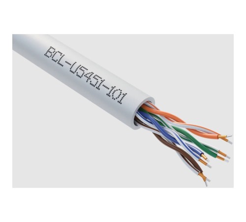Кабель витая пара Bion BCL-U5451-101 U/UTP, кат.5e, 4x2x0,51мм AWG 24, CCA, одножильный, PVC, для внутренней прокладки, 305м, серый