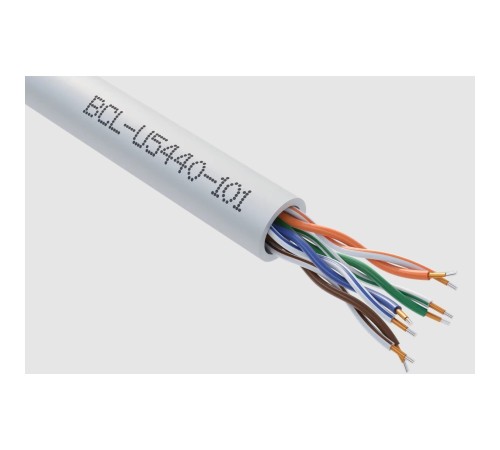 Кабель витая пара Bion BCL-U5440-101 U/UTP, кат.5e, 4x2x0,40мм AWG 26, CCA, одножильный, PVC, для внутренней прокладки, 305м, серый