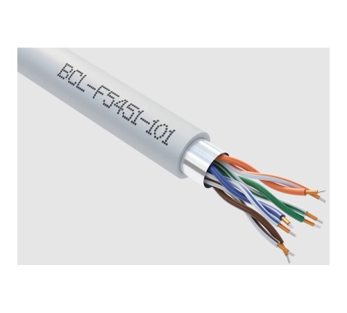 Кабель витая пара Bion BCL-F5451-101 F/UTP, кат.5e, 4x2x0,51мм AWG 24, CCA, одножильный, PVC, для внутренней прокладки, 305м, серый Кабель витая пара Bion BCL-F5451-101 F/UTP, кат.5e, 4x2x0,51мм AWG 24, CCA, одножильный, PVC, для внутренней прокладки, 305м, серый