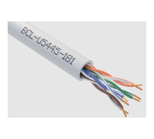 Кабель витая пара Bion BCL-U5445-181 U/UTP, кат.5e, 4x2x0,455мм AWG 25, медь, одножильный, PVC, для внутренней прокладки, 305м, серый Кабель витая пара Bion BCL-U5445-181 U/UTP, кат.5e, 4x2x0,455мм AWG 25, медь, одножильный, PVC, для внутренней прокладки, 305м, серый