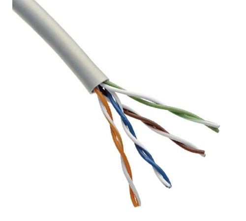 REXANT (02-0005 ) Кабель витая пара U/UTP, CAT 5e, PVC, 4х2х0,52 мм, 24AWG, INDOOR, SOLID, серый, 305 м
