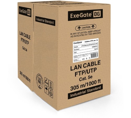 Exegate EX256745RUS Кабель UTP 2 пары кат.5e Exegate CCA, 24AWG, бухта 305м, серый, PVC