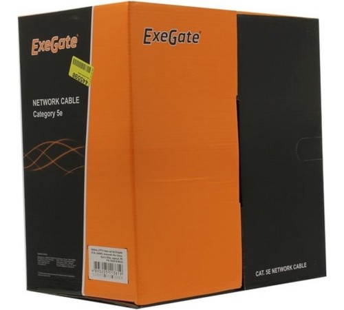 Exegate EX281819RUS Кабель Exegate  UTP4-C5e-CCA-S24-OUT-PE-BK-305 UTP 4 пары кат.5e CCA, 24AWG, внешн., без троса, бухта 305м, черн., PE