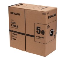Rexant (01-0154-R) Кабель F/UTP, CAT 5e, PE, 4х2х0,48 мм, внешний, черный, 305м, серия LIGHT, РФ