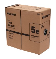 Rexant (01-0154-R) Кабель F/UTP, CAT 5e, PE, 4х2х0,48 мм, внешний, черный, 305м, серия LIGHT, РФ