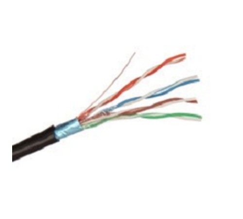 Exegate EX241488RUS Кабель FTP 4 пары кат.5e Exegate 100% медь,24AWG, экран, для внешней прокладки, с тросом, 305м, черный PE
